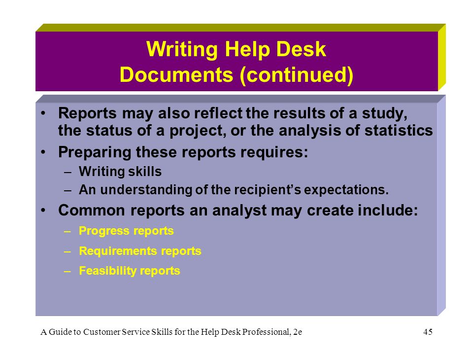 Progress Reports: Features of Writing